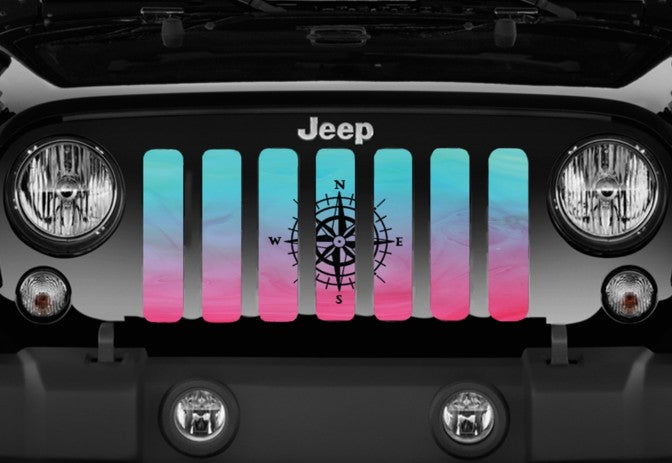 Pink and Teal Compass Grille Insert