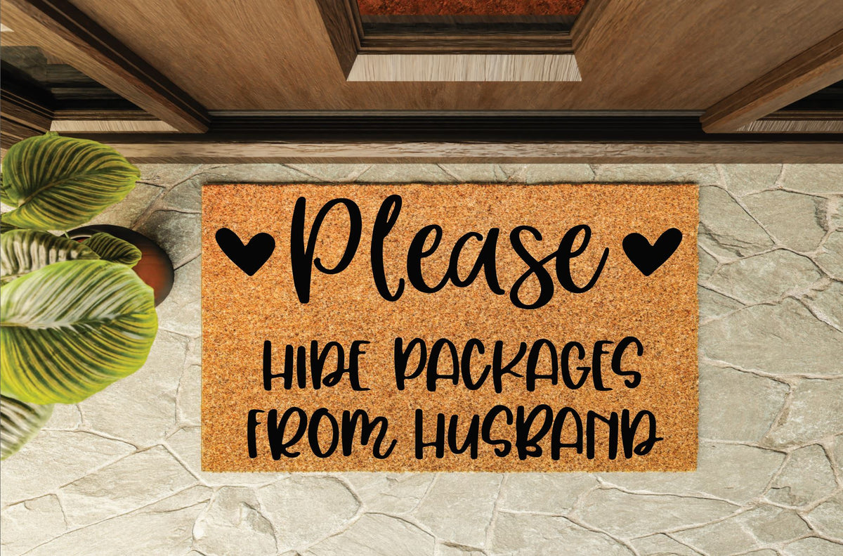 Please Hide Packages From Husband Welcome Mat