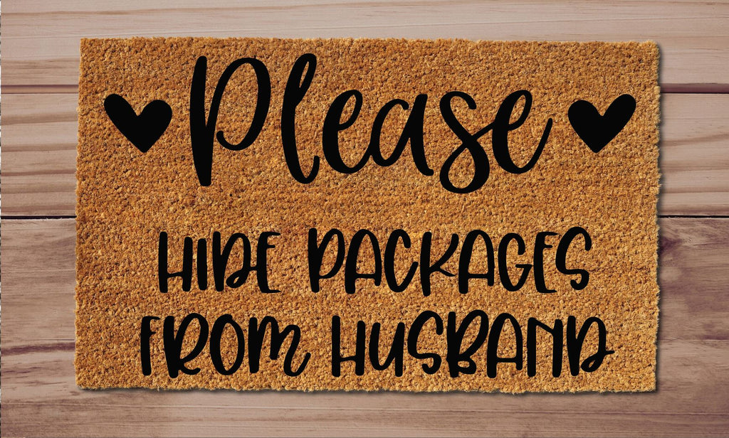 Please Hide Packages From Husband Welcome Mat