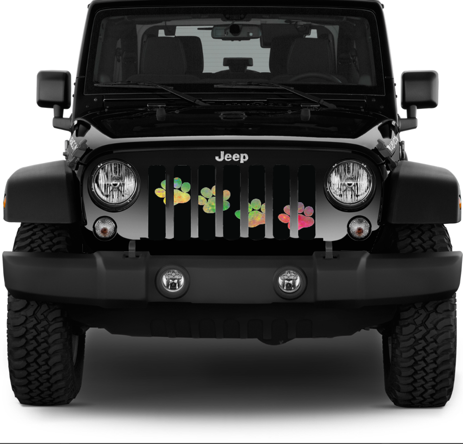 Puppy Paw Prints Abstract Diagonal Grille Insert