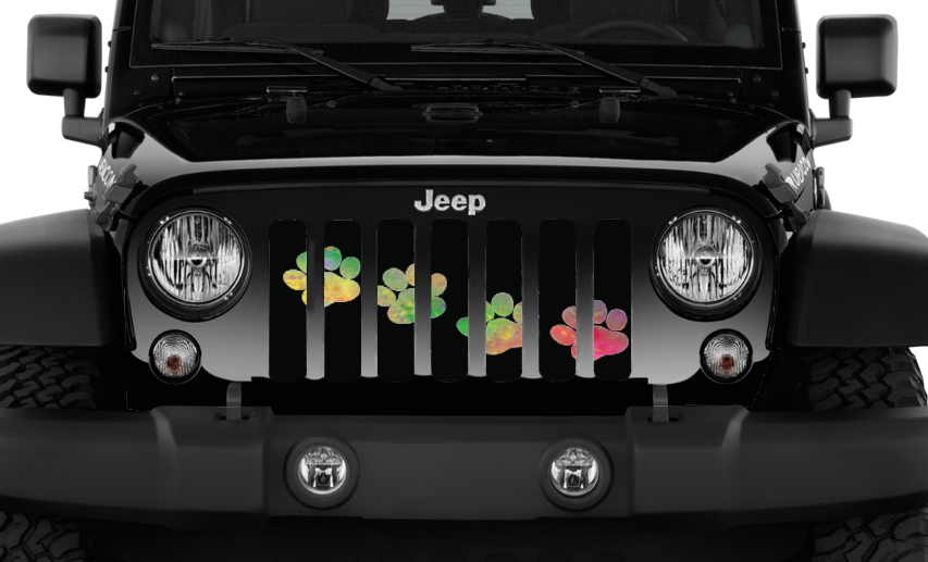 Puppy Paw Prints Abstract Diagonal Grille Insert