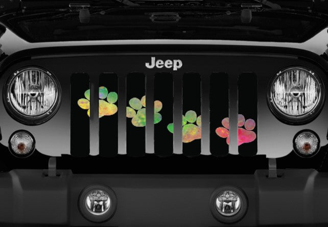 Platinum Puppy Paw Prints - Abstract Diagonal Grille Insert