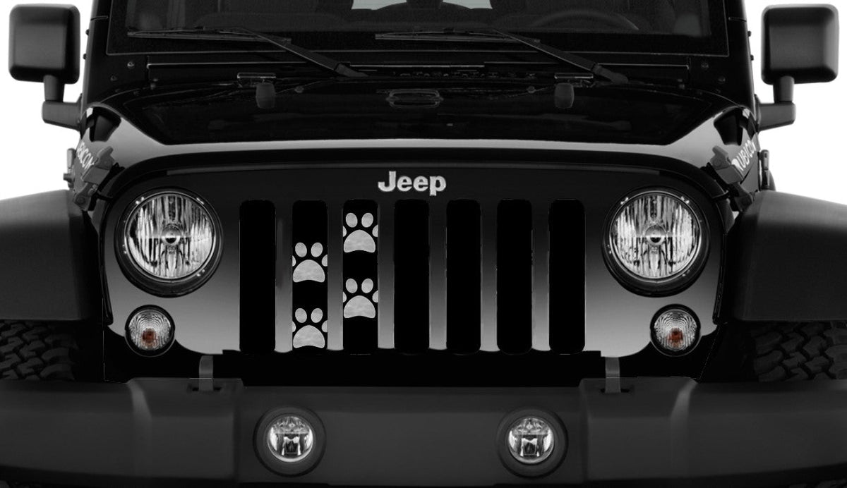 Platinum Puppy Paw Prints - Gray Grille Insert