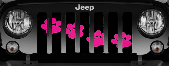 Platinum Puppy Paw Prints - Pink Diagonal Grille Insert