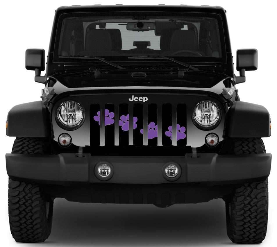 Platinum Puppy Paw Prints - Purple Diagonal Grille Insert