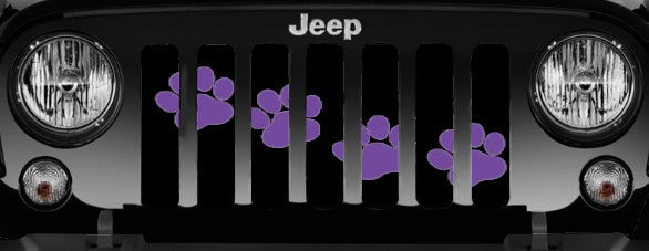 Platinum Puppy Paw Prints - Purple Diagonal Grille Insert
