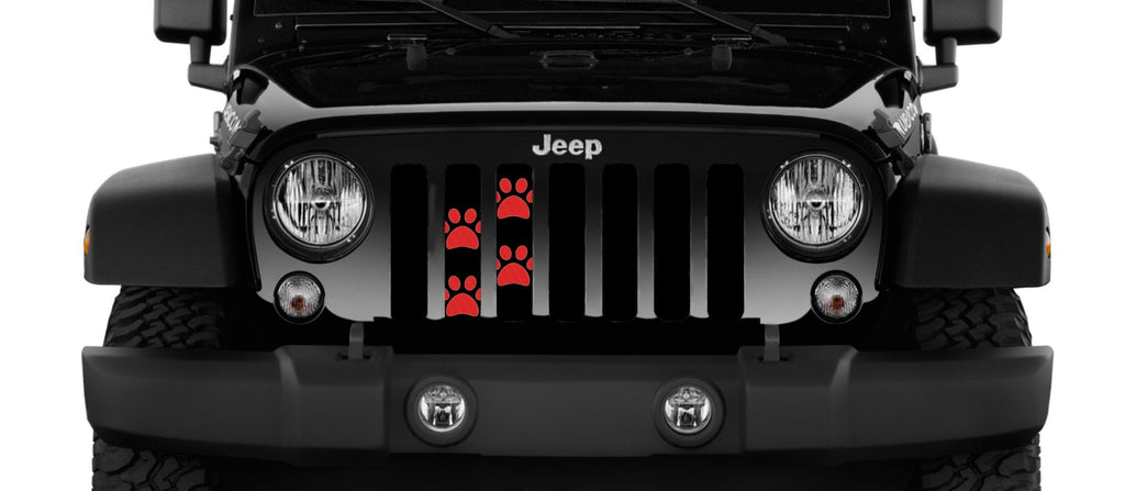 Platinum Puppy Paw Prints - Red Grille Insert