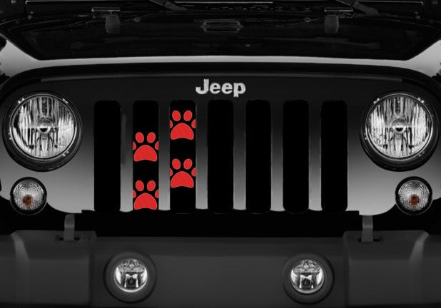 Platinum Puppy Paw Prints - Red Grille Insert