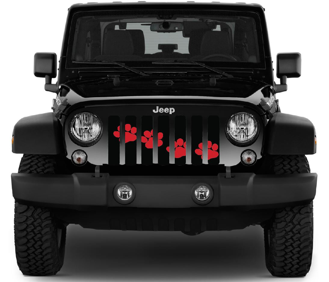 Puppy Paw Prints Rubicon Red Diagonal Grille Insert