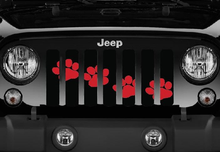 Platinum Puppy Paw Prints - Rubicon Red Diagonal Grille Insert