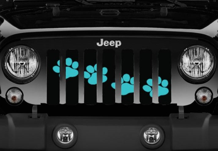 Puppy Paw Print Teal Diagonal Grille Insert