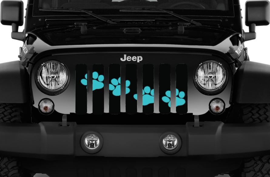 Puppy Paw Print Teal Diagonal Grille Insert