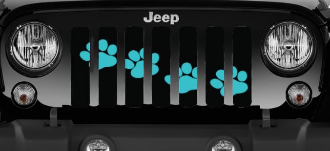 Puppy Paw Print Teal Diagonal Grille Insert
