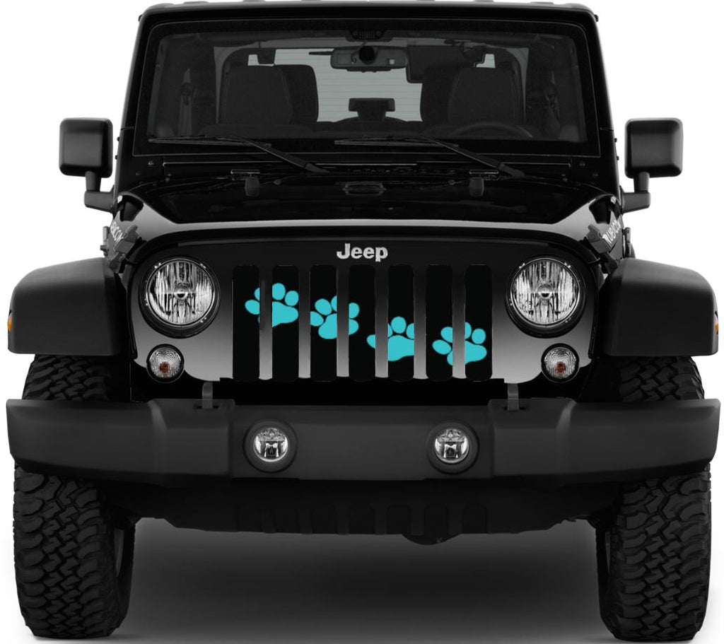 Puppy Paw Print Teal Diagonal Grille Insert