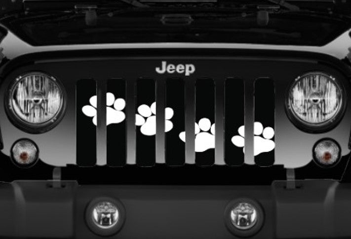 Platinum Puppy Paw Prints - White Diagonal Grille Insert