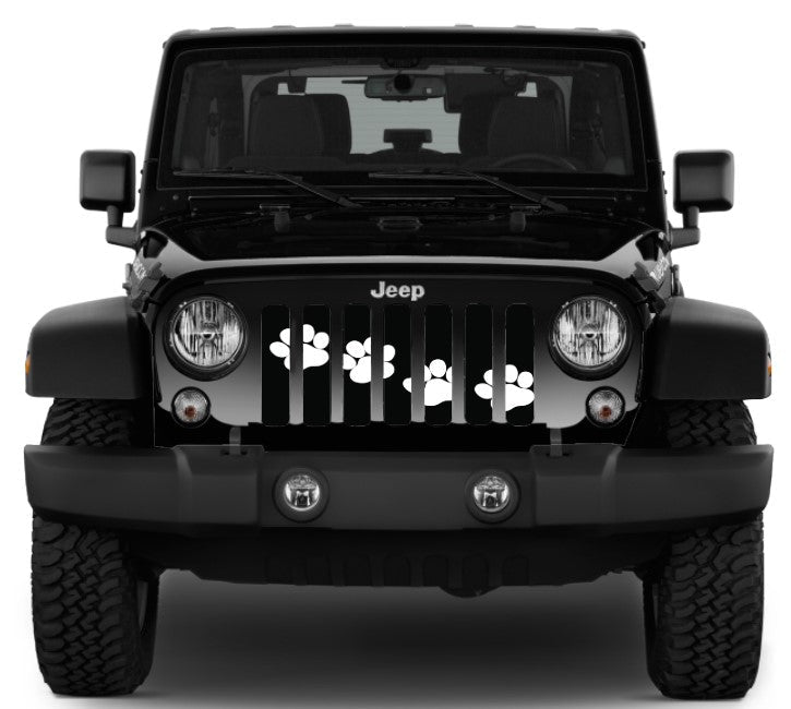 Puppy Paw Prints White Diagonal Grille Insert