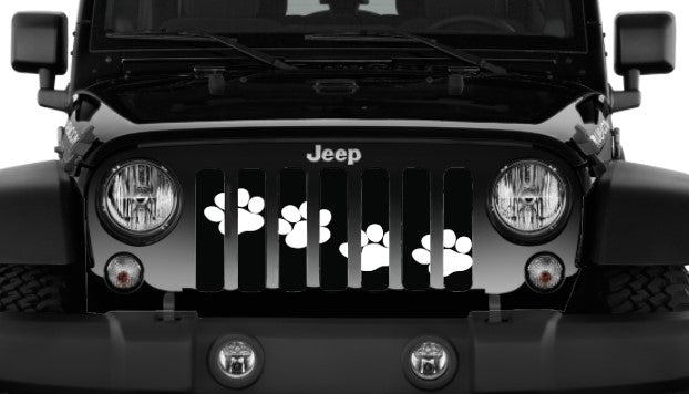 Platinum Puppy Paw Prints - White Diagonal Grille Insert