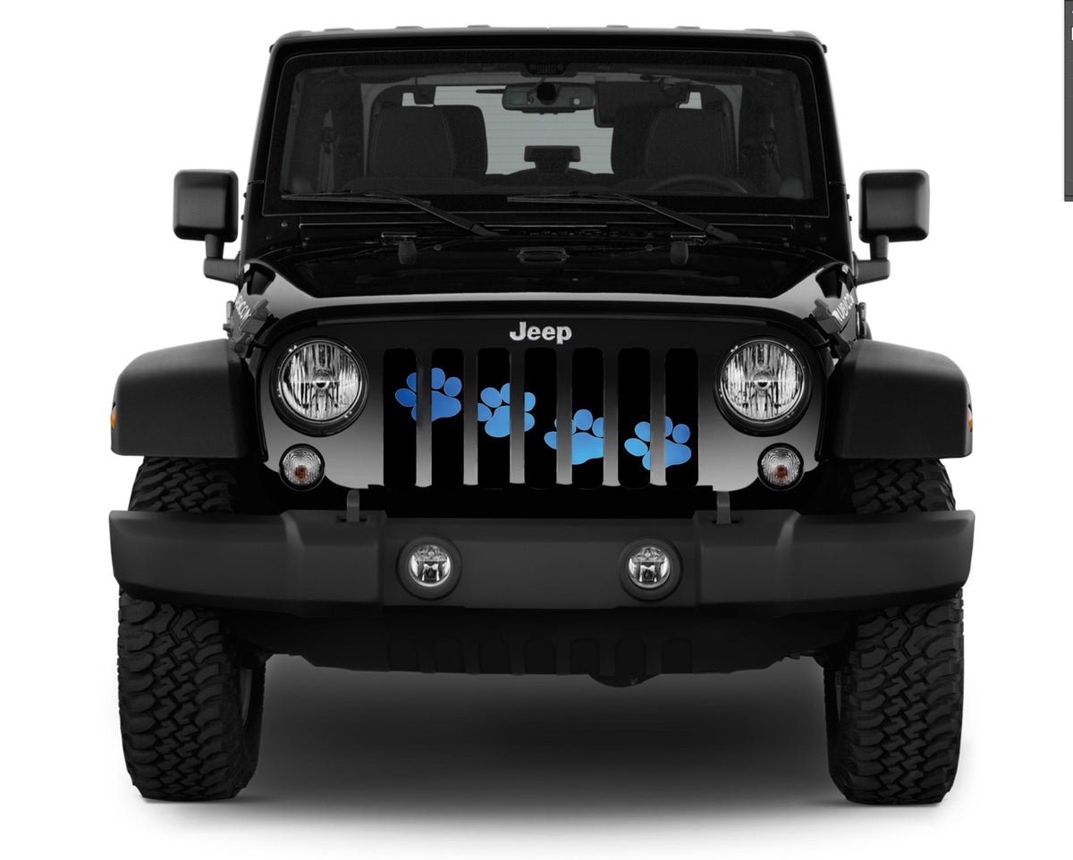 Puppy Paw Print Blue Diagonal Grille Insert
