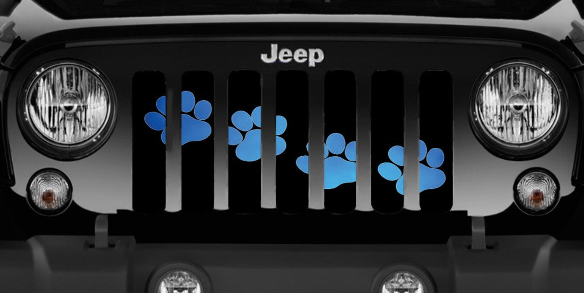 Puppy Paw Print Blue Diagonal Grille Insert