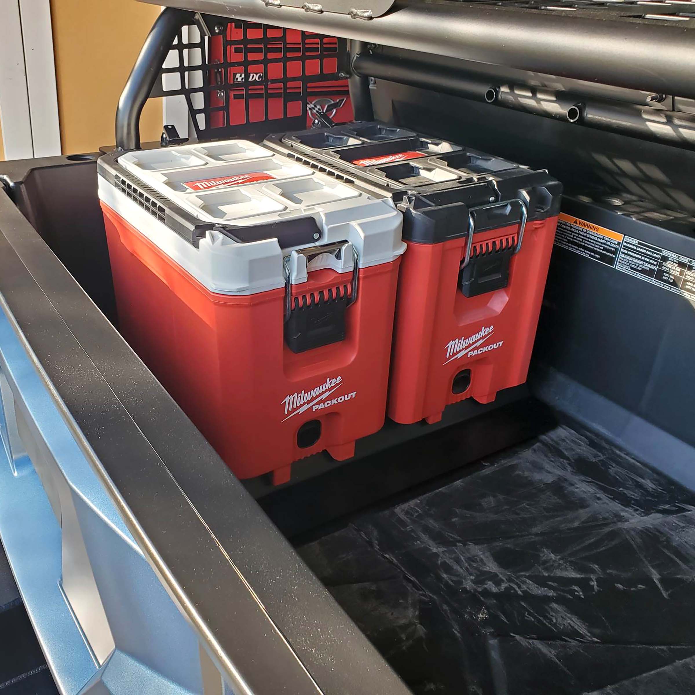 Litt Industries heavy duty milwaukee packout mount rzr general rgr driver and passenger side toolbox mount Polaris RZR General aisi cold rolled carbon steel the best toolbox mounts