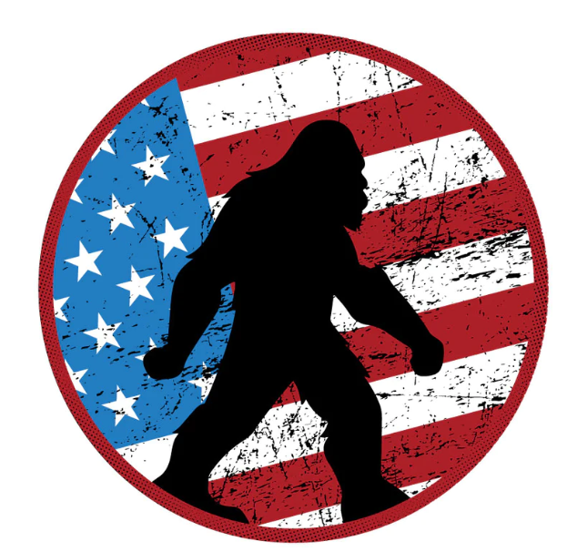 Rustic American Flag & Silhouette Of Sasquatch Spare Tire Cover