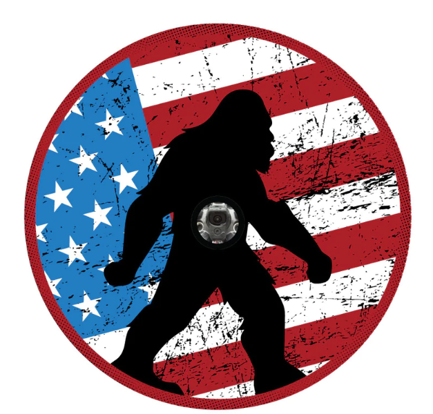 Rustic American Flag & Silhouette Of Sasquatch Spare Tire Cover