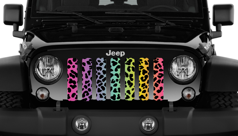 Platinum Rainbow Cheetah Print Grille Insert