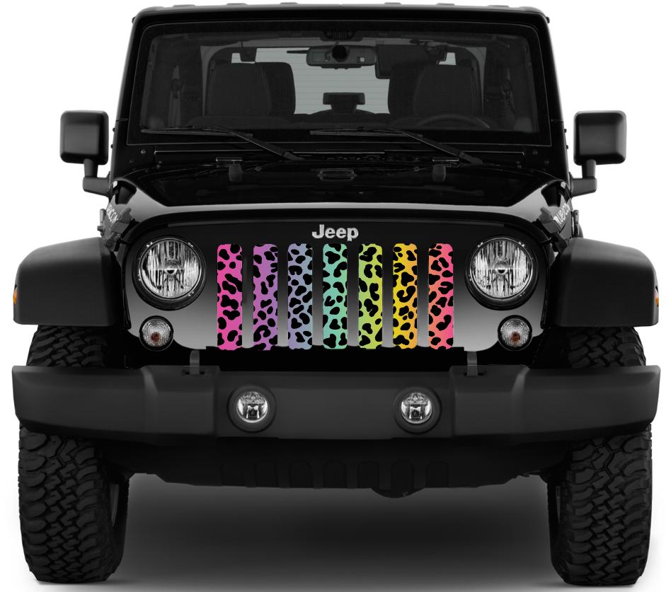 Platinum Rainbow Cheetah Print Grille Insert