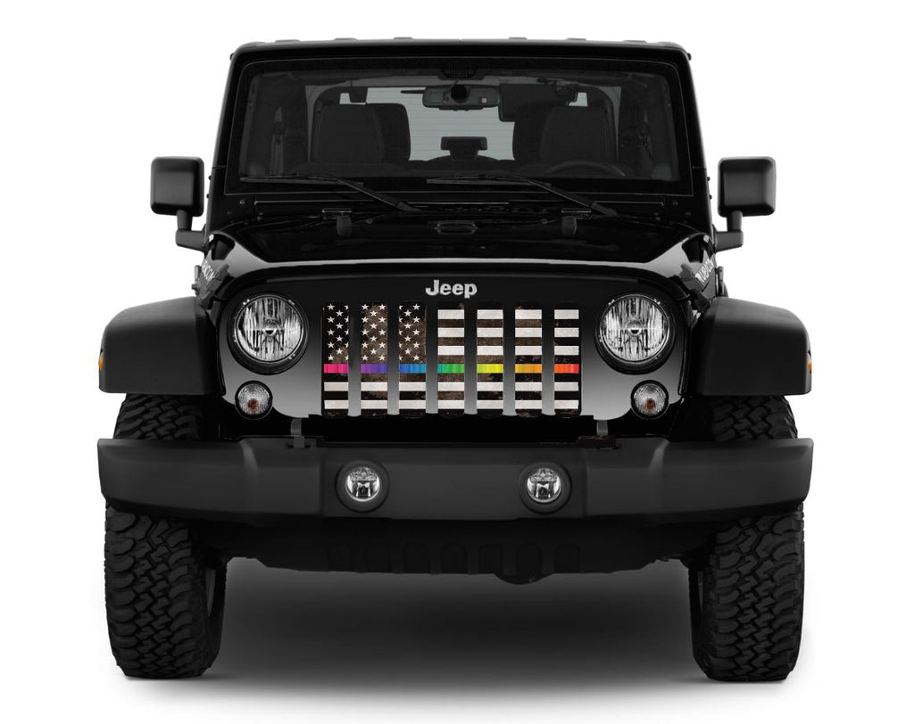 Rainbow Grunge American Flag Grille Insert