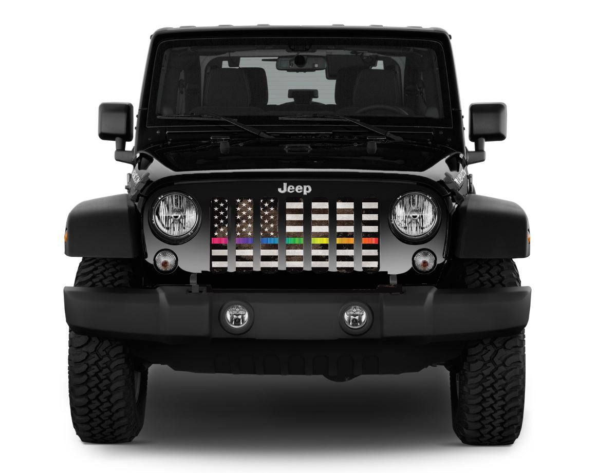 Rainbow Grunge American Flag Grille Insert