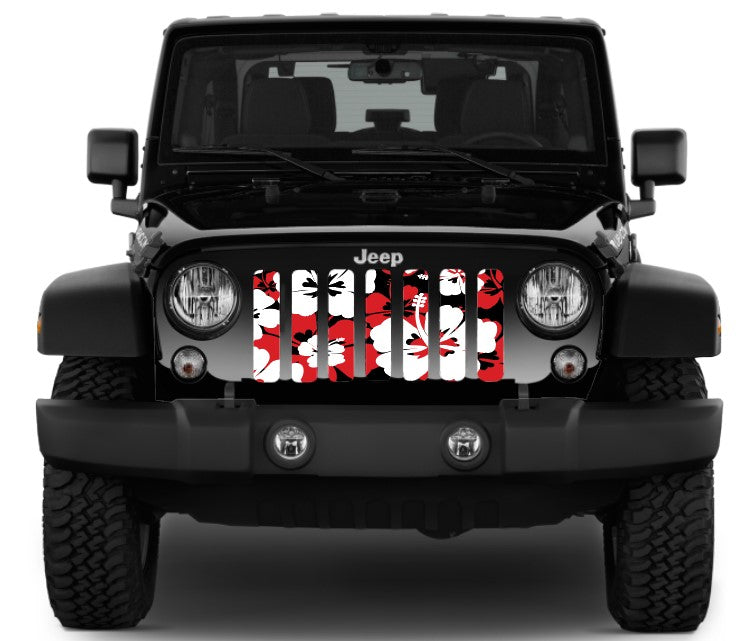 Red Hawaiian Hibiscus Grille Insert