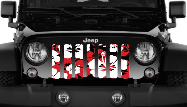 Red Hawaiian Hibiscus Grille Insert