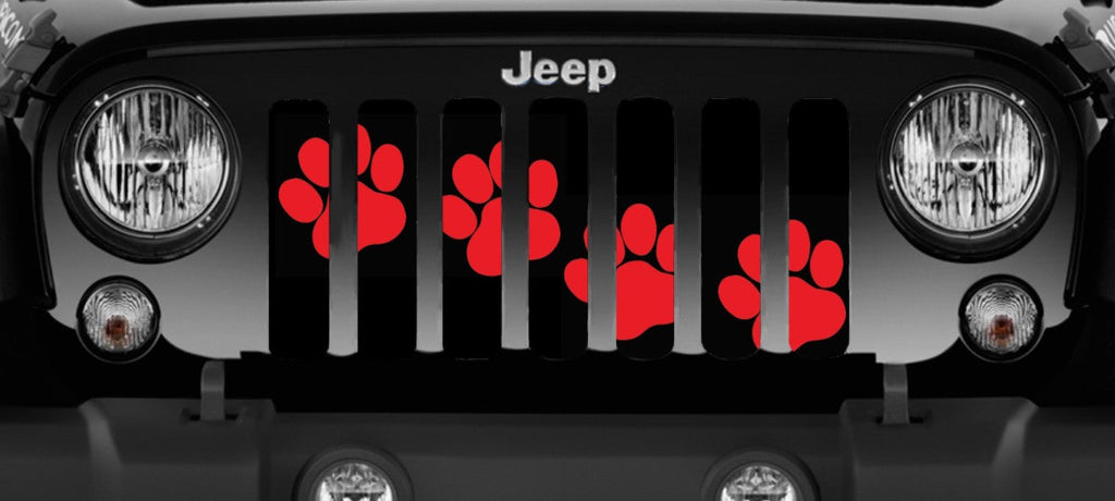 Puppy Paw Prints Red Diagonal Grille Insert
