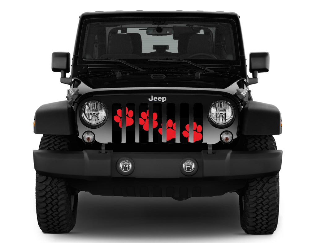 Puppy Paw Prints Red Diagonal Grille Insert