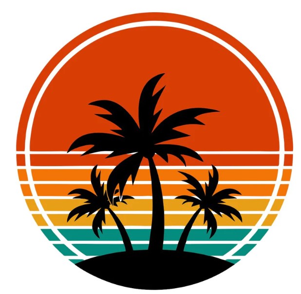 Retro Vintage Palm Tree Sunset Spare Tire Cover