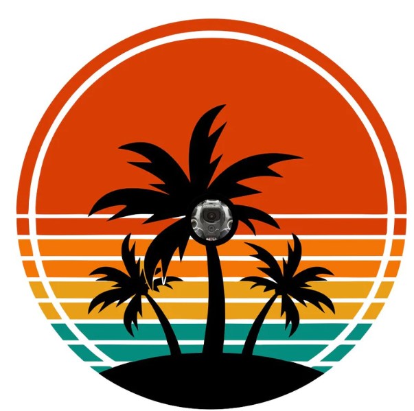 Retro Vintage Palm Tree Sunset Spare Tire Cover