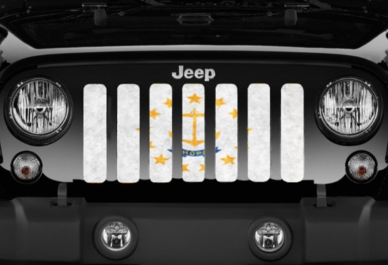 Rhode Island Grunge State Flag Grille Insert