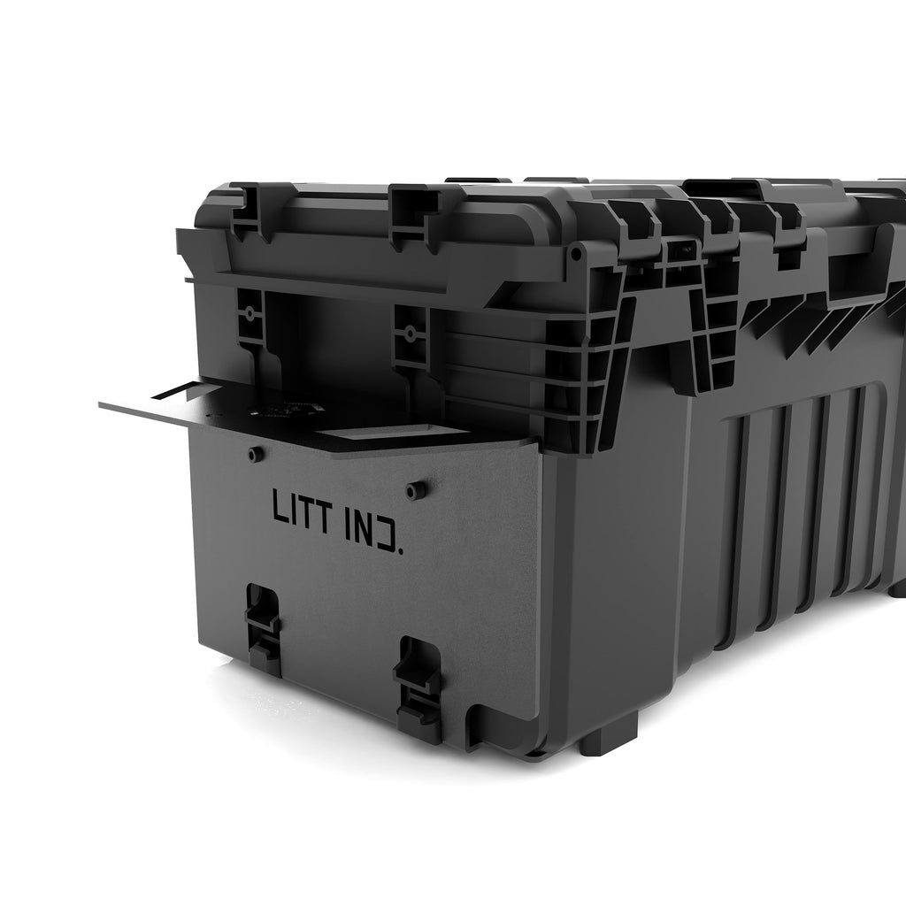 A mounted Ridgid Toolbox bracket for a 2024 Xp 1000 Polaris UTV