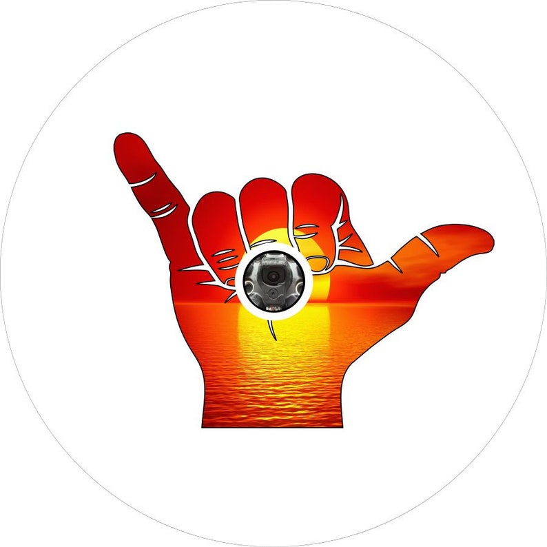 Shaka Hang Ten Beach Sunset White Spare Tire Cover