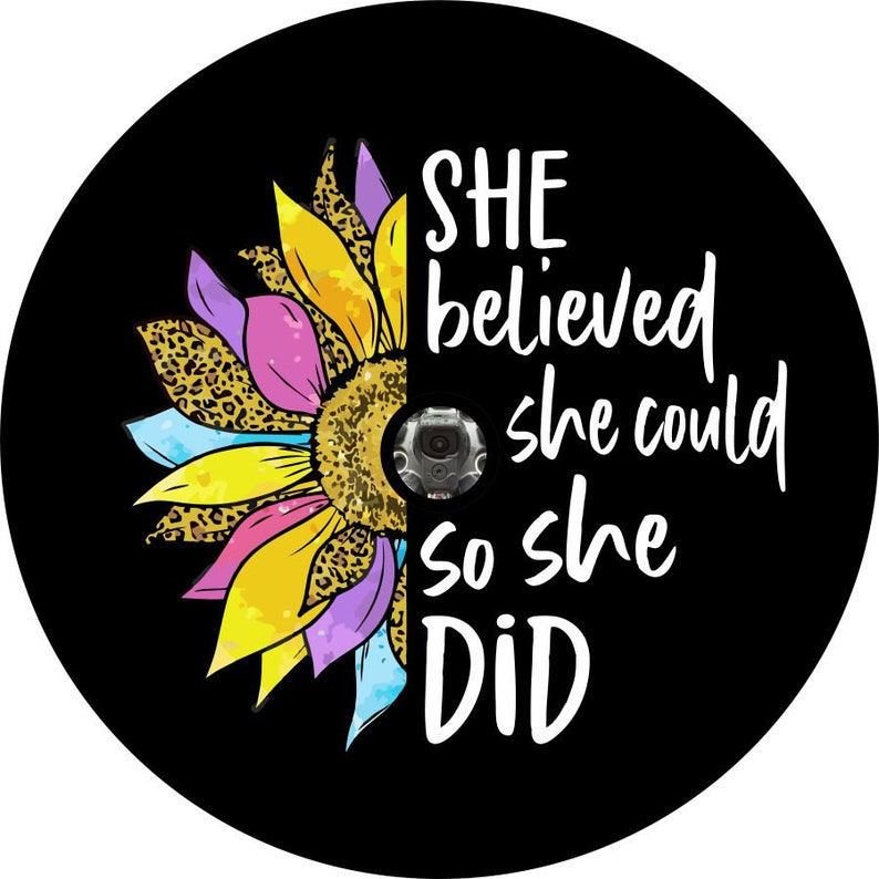 She Believed She Could Black Spare Tire Cover