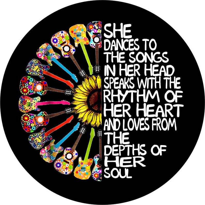 She Dances To The Song Guitar Flower Spare Tire Cover