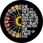 She Dances To The Song Guitar Flower Spare Tire Cover