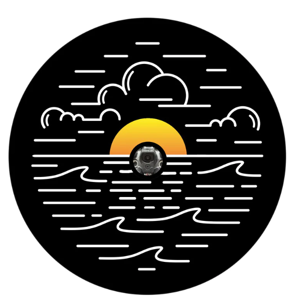 Simple Bright Sunset On The Water Spare Tire Cover