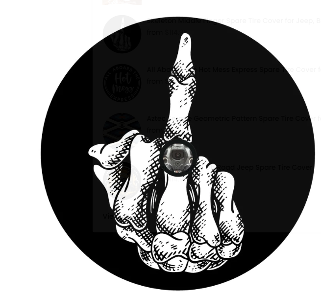 Skeleton Middle Finger Spare Tire Cover