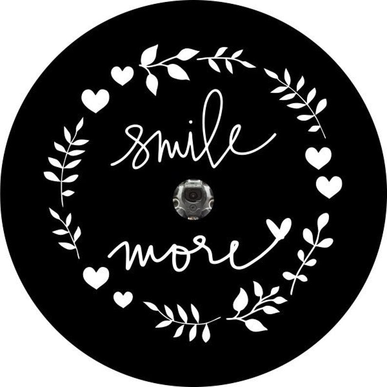 Smile More Flower Black Spare Tire Cover