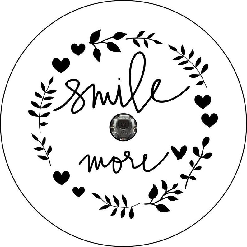 Smile More Flower White Spare Tire Cover