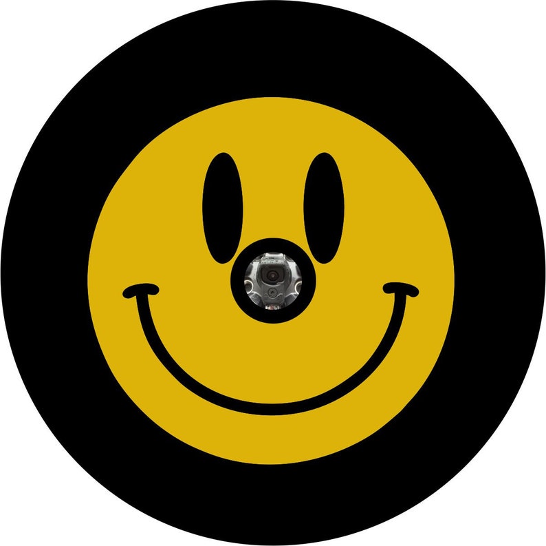 Smiley Face Black Spare Tire Cover