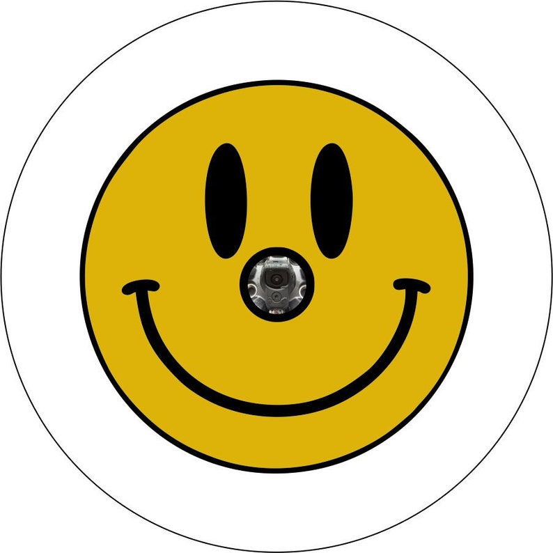 Smiley Face White Spare Tire Cover