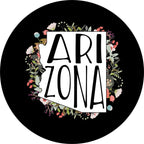 State Of Arizona Outline Flowers Spare Tire Cover