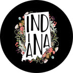 State Of Indiana Outline Flowers Spare Tire Cover